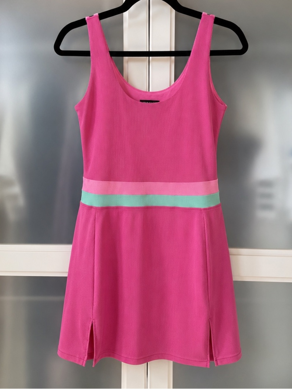 Beach Riot Hot Pink Tank Dress with Mint Stripe